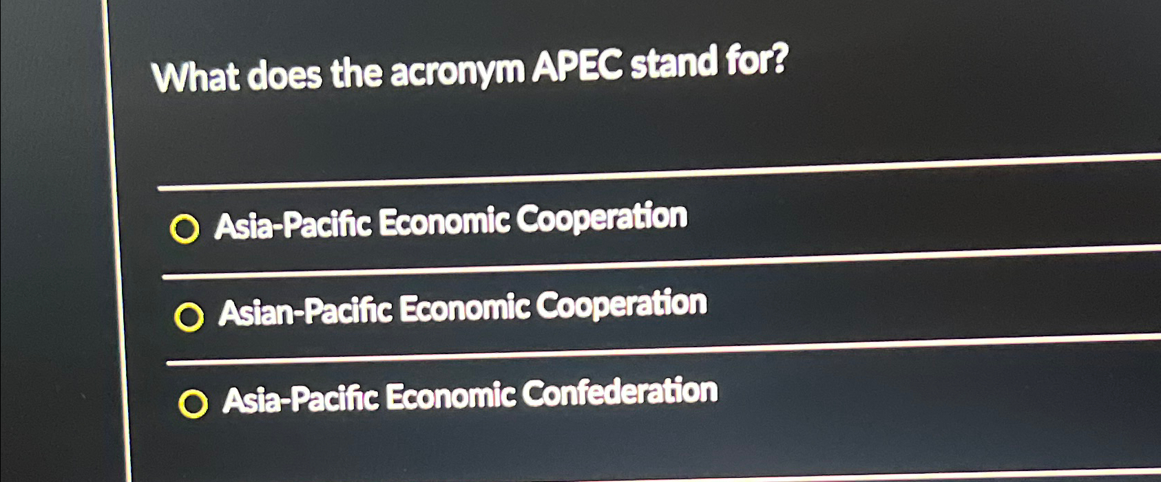 Solved What does the acronym APEC stand for Asia Pacific Chegg