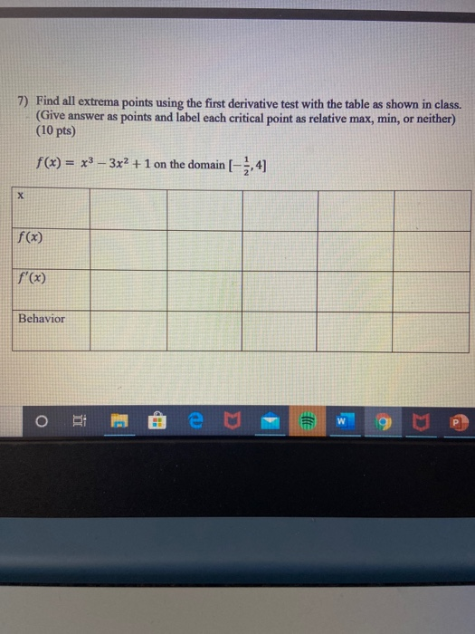 Solved 4 Use The Table Below For Problems A E Where F X Chegg Com