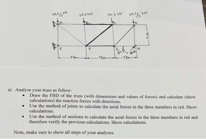 Solved a) Analyse your truss as follow: - Draw the FBD of | Chegg.com
