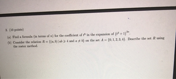 Solved 3 10 Points A Find A Formula In Terms Of N Chegg Com