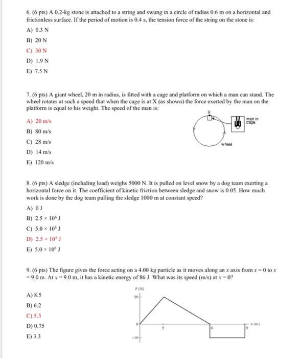 Solved 6. (6pts)A0.2−kg stone is attached to a string and | Chegg.com