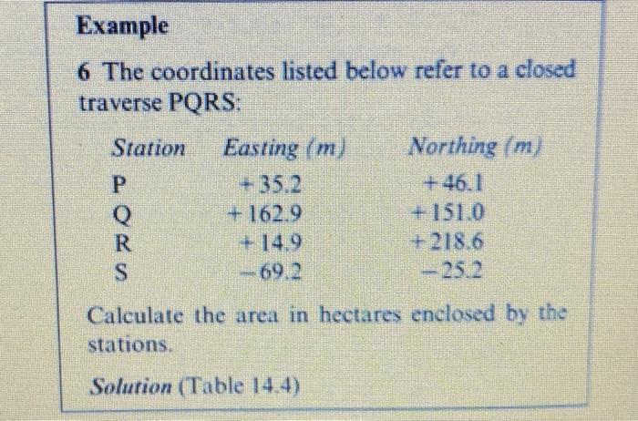 Solved Example 6 The coordinates listed below refer to a | Chegg.com