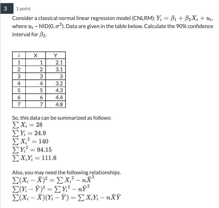 Solved 1 Point Consider A Classical Normal Linear Regression 3524