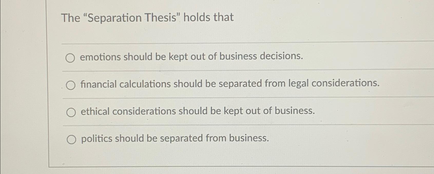 separation thesis theory
