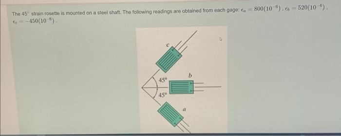 Solved The 45" strain rosette is mounted on a steel shaft. | Chegg.com