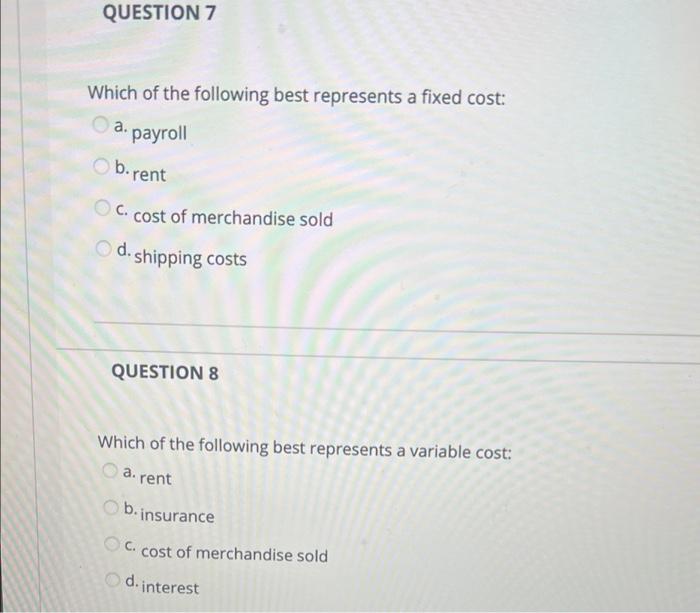 Solved QUESTION 7 Which of the following best represents a | Chegg.com