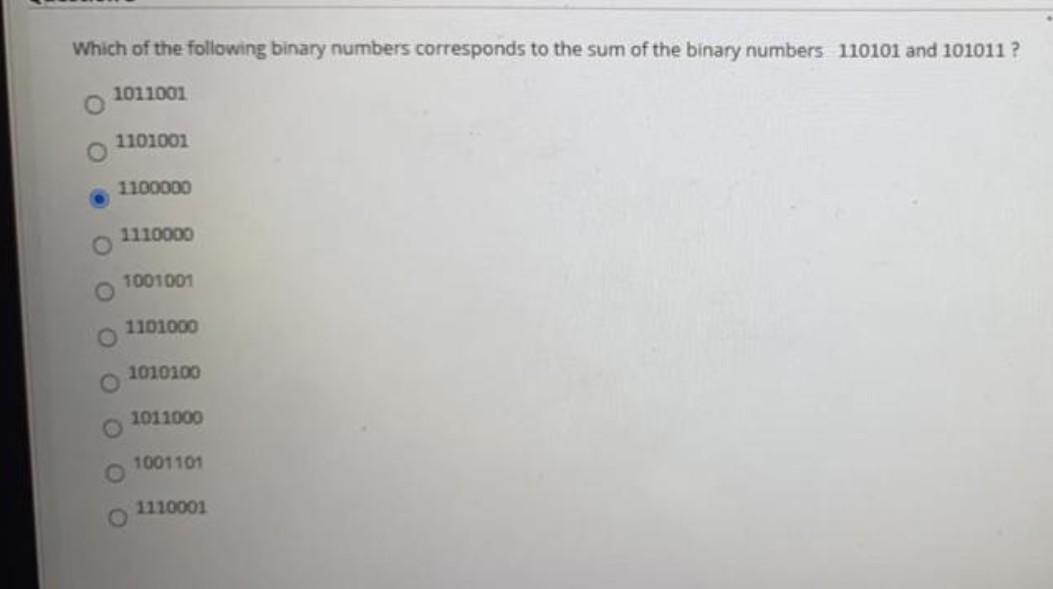 Solved Which of the following binary numbers corresponds to | Chegg.com
