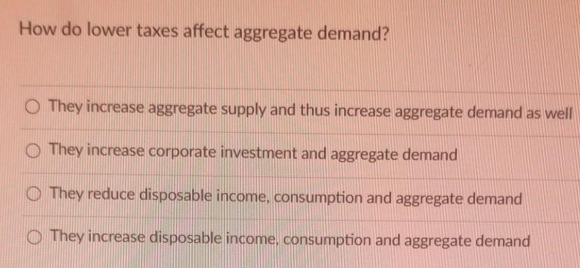 How Does Government Taxes Affect Aggregate Demand And Aggregate Supply