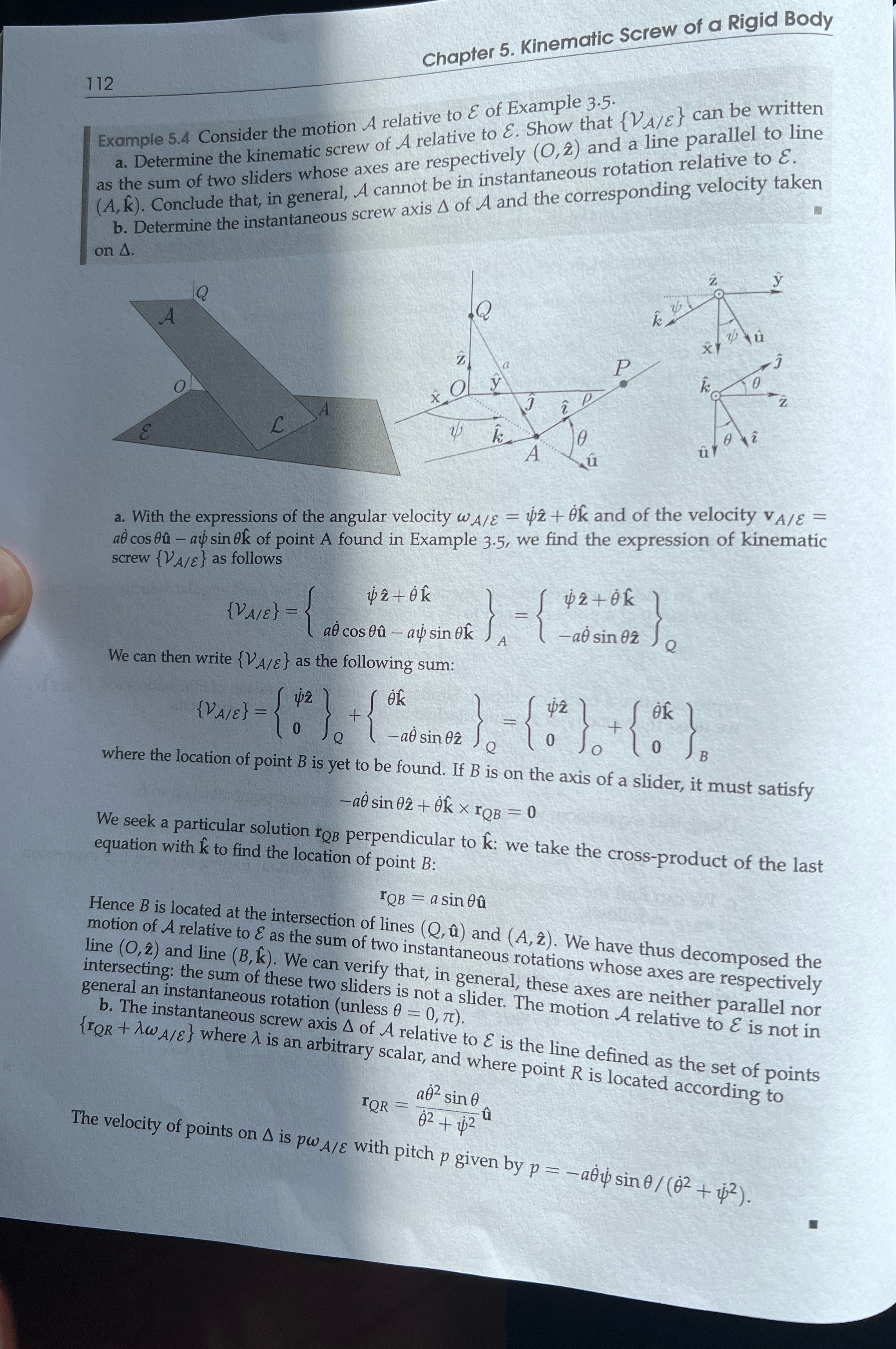 112Chapter 5. ﻿Kinematic Screw of a Rigid BExample | Chegg.com
