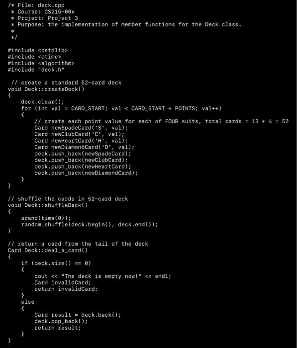 Solved C++, using the source codes provided (card.h, | Chegg.com