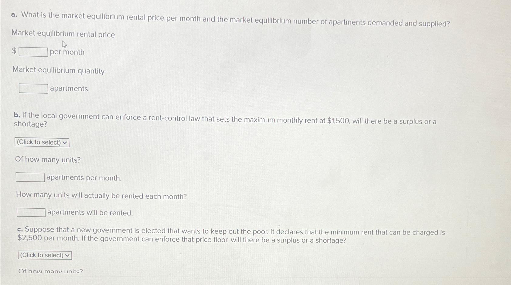 Solved a. ﻿What is the market equilibrium rental price per