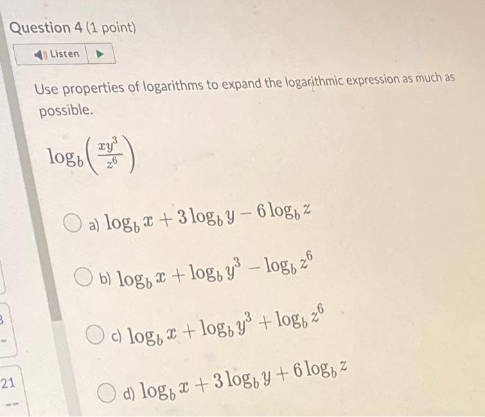 Solved Use Properties Of Logarithms To Expand The | Chegg.com