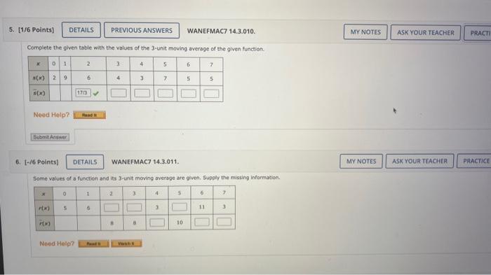 Solved Complete the given table with the values of the | Chegg.com