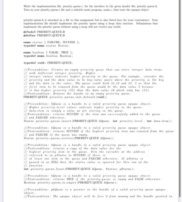 Solved Write the implementation file, priority queuec, for | Chegg.com
