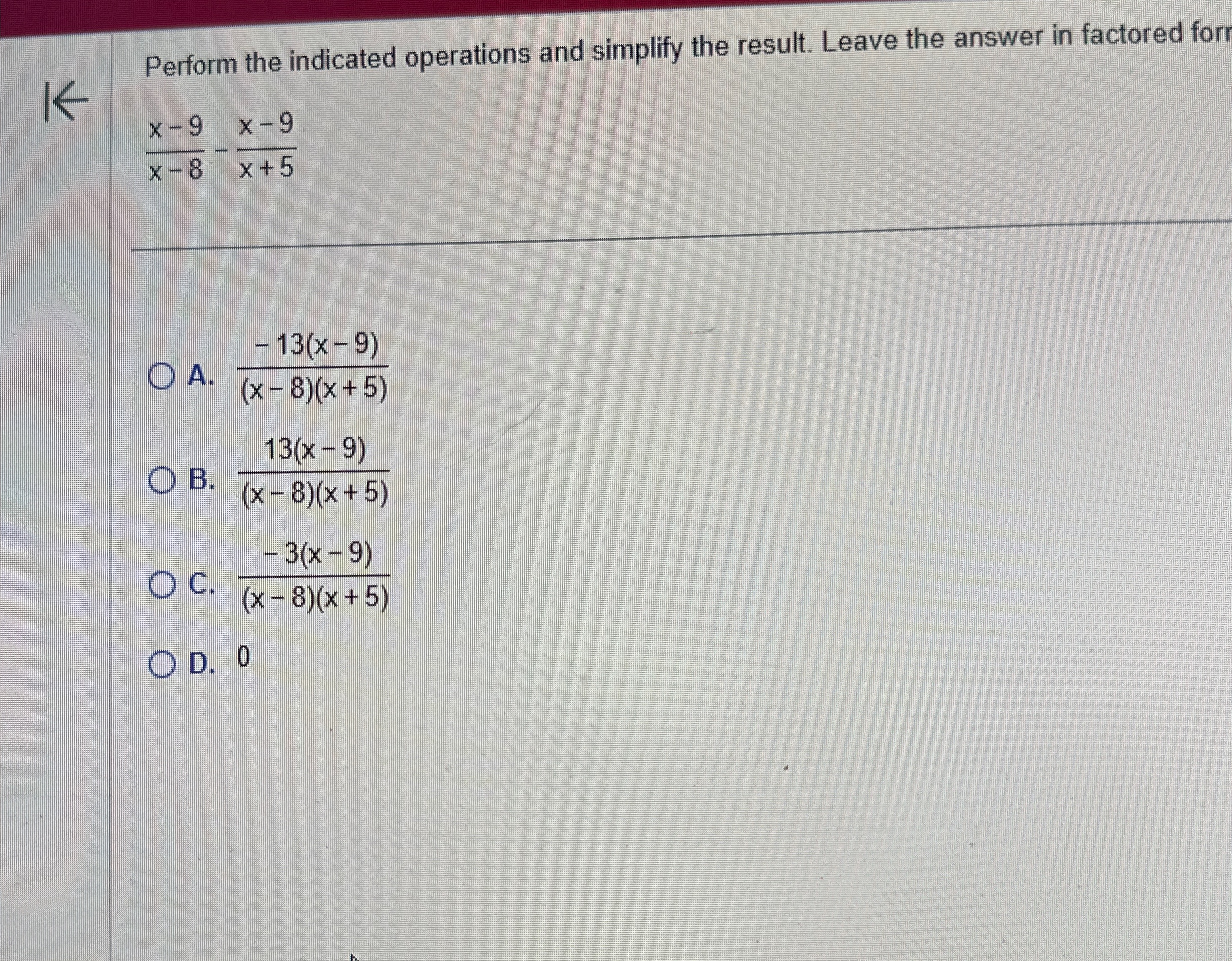 Solved Perform the indicated operations and simplify the | Chegg.com