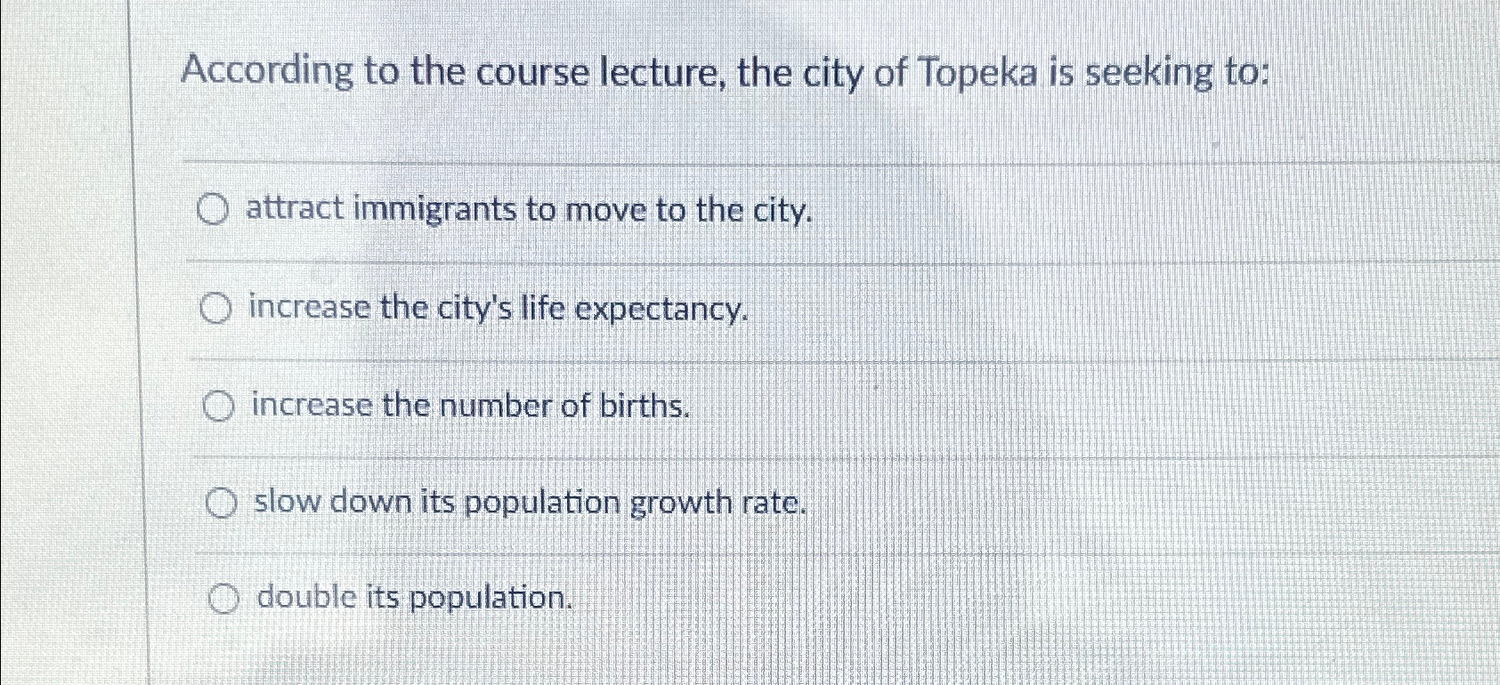 According to the course lecture, the city of Topeka | Chegg.com