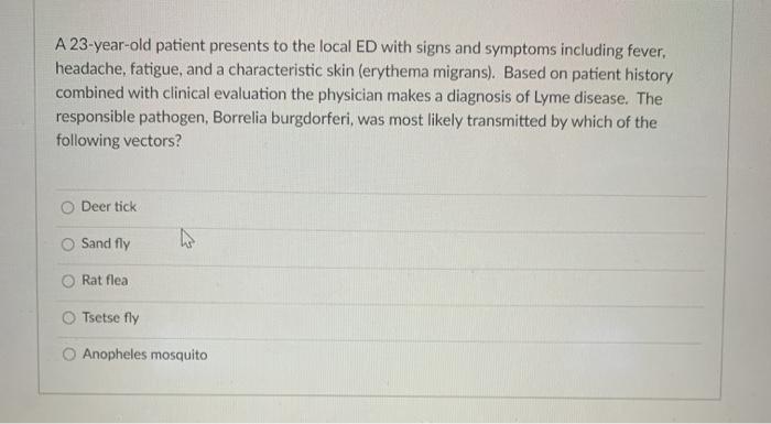 Solved A 23-year-old patient presents to the local ED with | Chegg.com