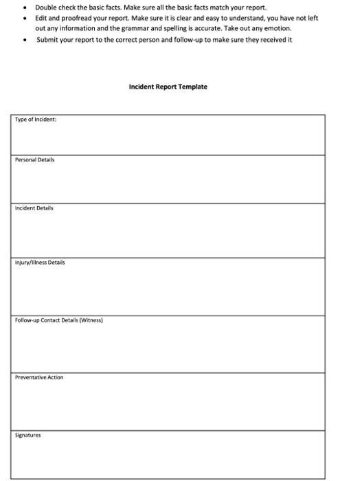 Solved Pleases Write A Complete Incident Report As Well As A 