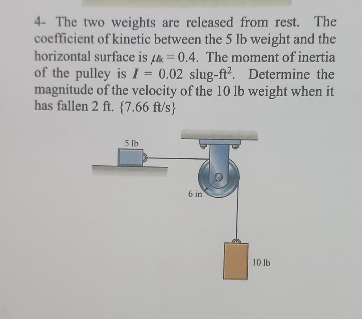 Solved 4- The two weights are released from rest. The | Chegg.com