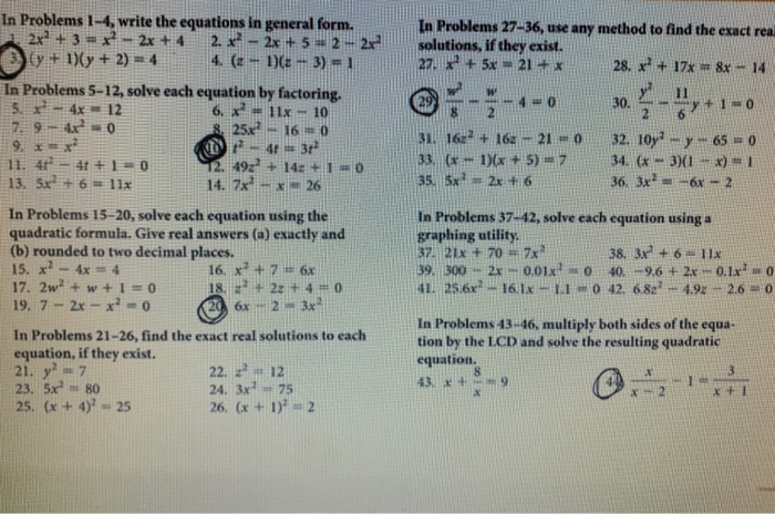 Solved In Problems 27 36 Use Any Method To Find The Exac