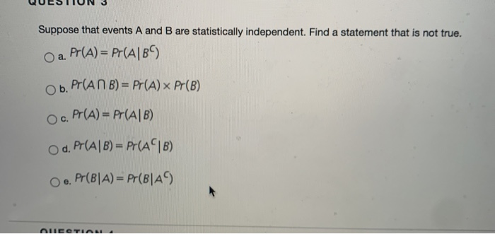 Solved Suppose That Events A And B Are Statistically | Chegg.com