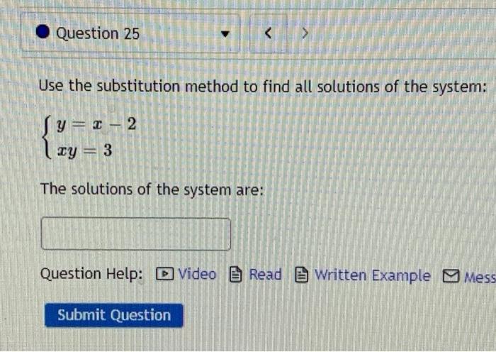 Solved Question 25 Use the substitution method to find | Chegg.com