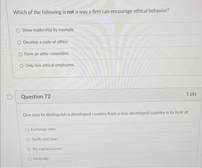 Solved 61/quizzes/294212/take Question 66 D An ethical | Chegg.com