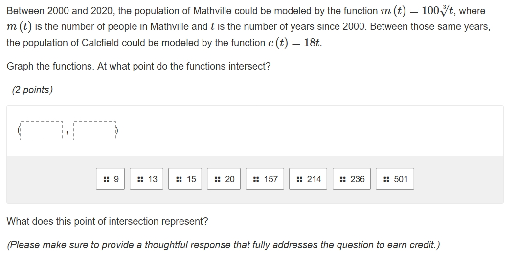 Solved Between 2000 ﻿and 2020, ﻿the population of ﻿Mathville | Chegg.com