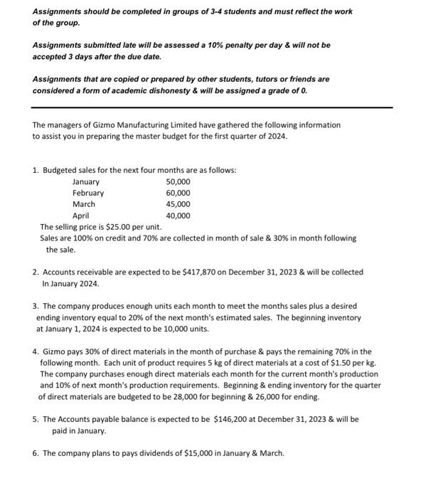 Solved Assignments should be completed in groups of 3-4 | Chegg.com