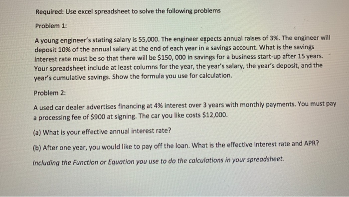 Solved Required Use Excel Spreadsheet To Solve The Chegg Solved Required Use Excel Spreadsheet To Solve The Chegg