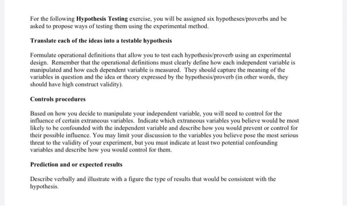 Solved For the following Hypothesis Testing exercise, you | Chegg.com