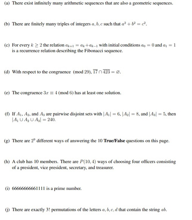 Solved (a) There exist infinitely many arithmetic sequences | Chegg.com