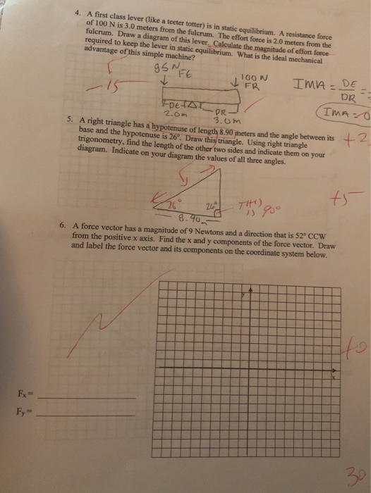 Solved 4. A first class lever (like a teeter totter) is in