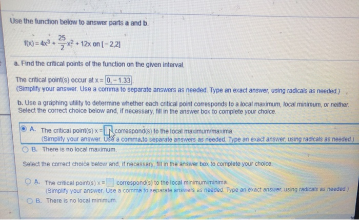 Solved Use the function below to answer parts a and b. f(x) | Chegg.com