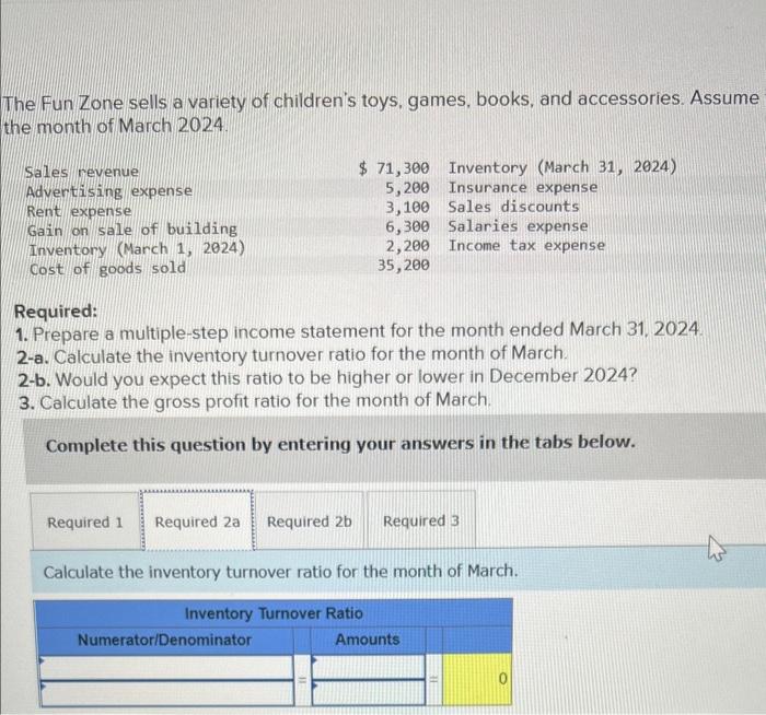 Solved The Fun Zone sells a variety of children's toys,
