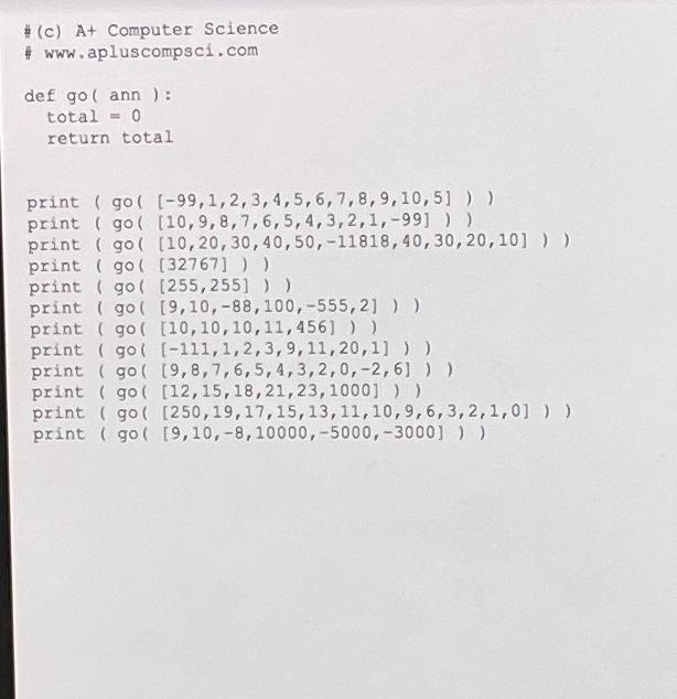 Solved SUM VALS > FIRST A+ Computer Science Lab Goal: This | Chegg.com