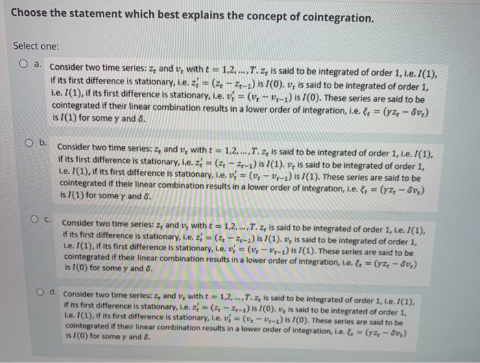 Choose the statement which best explains the concept | Chegg.com