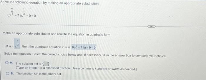 Solved Solve the following equation by making an appropriate | Chegg.com