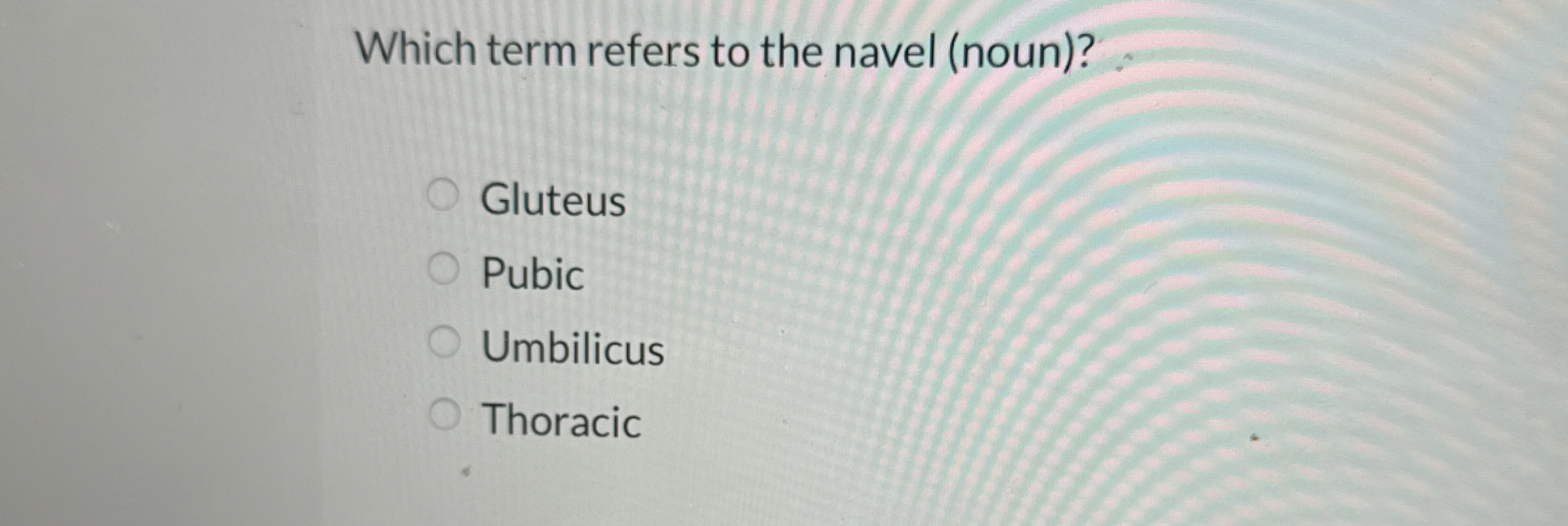 Solved Which term refers to the navel