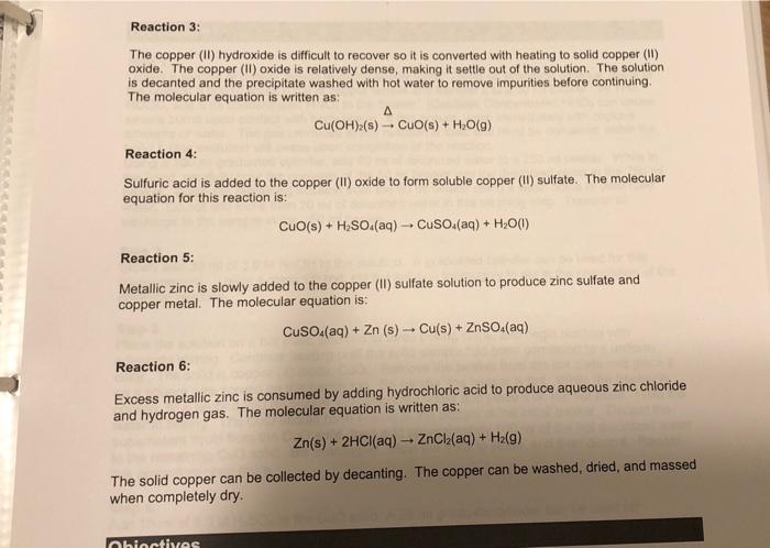 Solved НЕ Prelab Synthesis And Reactions With Copper 9071