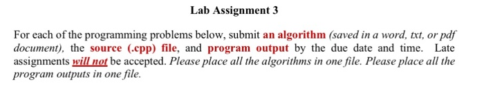Solved Lab Assignment 3 For each of the programming problems | Chegg.com