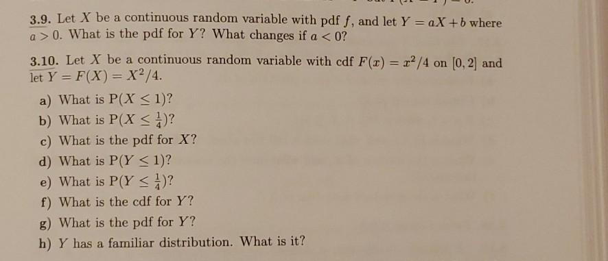 Solved 3.9. Let X be a continuous random variable with pdf | Chegg.com