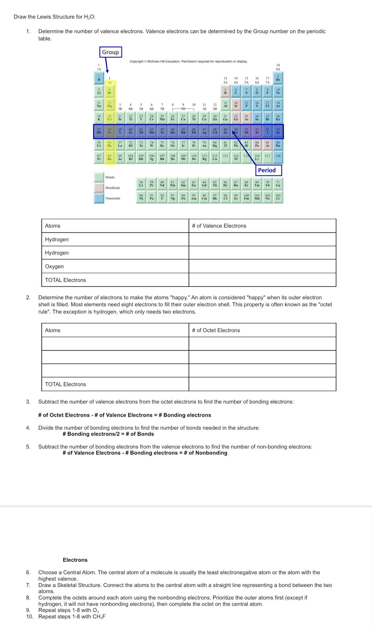Solved Draw the Lewis Structure for H2O ﻿:Determine the | Chegg.com