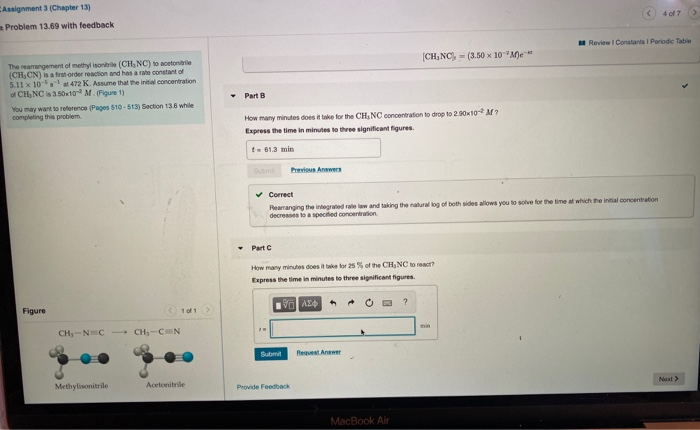 Solved Assignment 3 (Chapter 13) Problem 13.69 with feedback | Chegg.com
