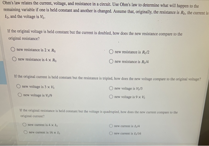 Solved Ohm's law relates the current, voltage, and | Chegg.com
