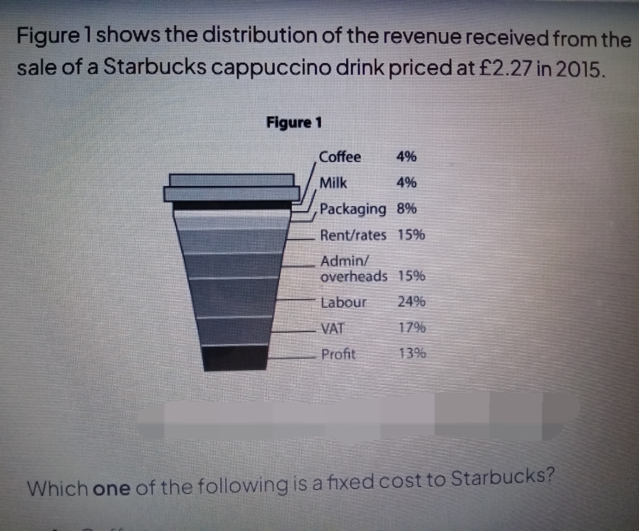 Solved Which one of the following is a fixed cost to | Chegg.com