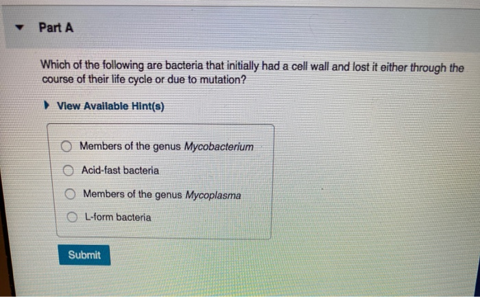Solved Part A Which of the following are bacteria that | Chegg.com