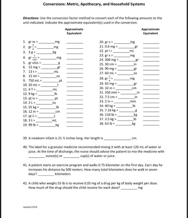 Household Measurements and Conversions 