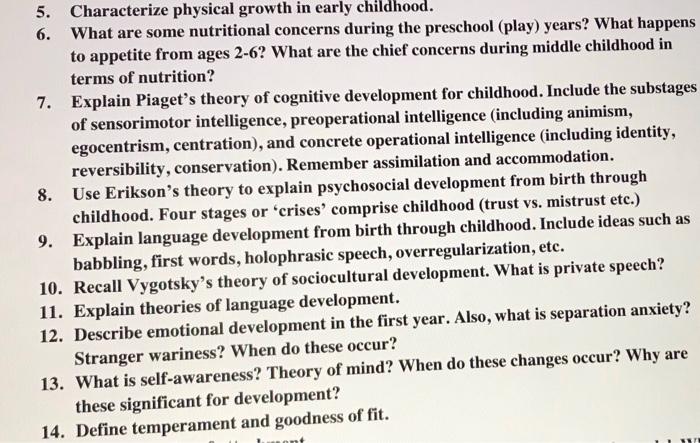 Solved 5. Characterize physical growth in early childhood. Chegg