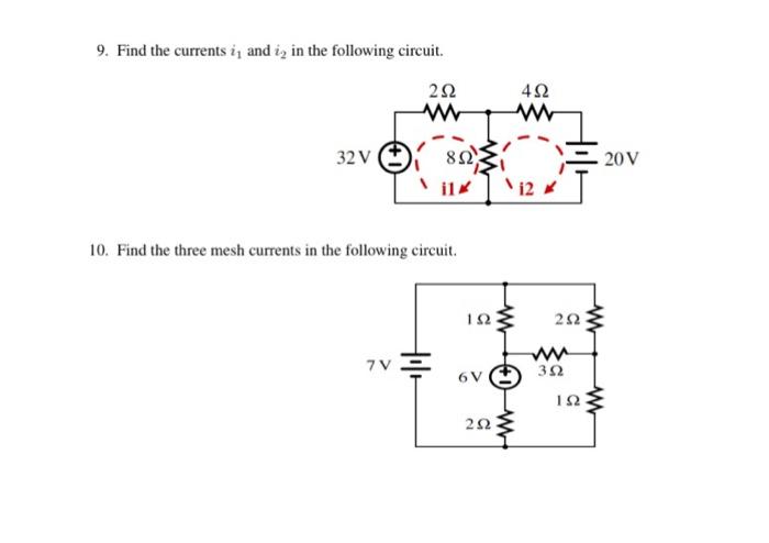 Solved 9. Find The Currents I1 And I2 In The Following | Chegg.com